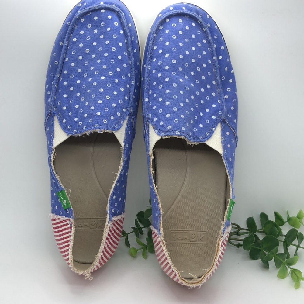 Sanuk American Flag dot Loafers/Slip Ons-Size 9